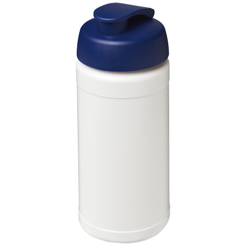 Bouteille 500 ml recyclée personnalisable Baseline Blanc / Bleu